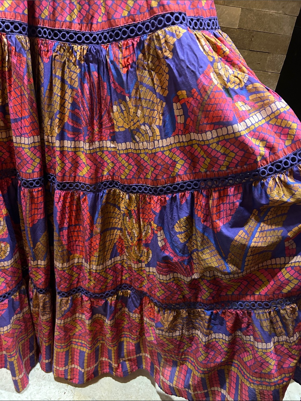 FARM RIO Blue Forest Mosaic Sleeveless Maxi Dress Small - Picture 5 of 16